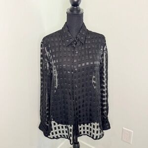 Notations Sheer Black Women’s Button Up (L)